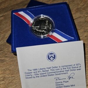 1986 Liberty Half Dollar Coin with Display Box